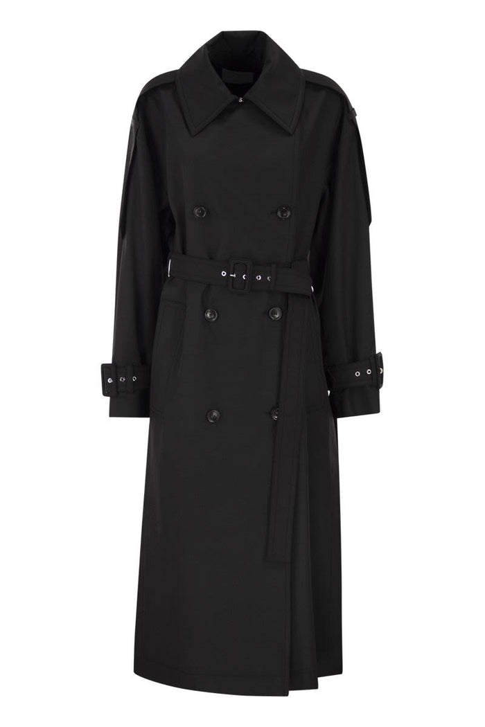 Max Mara Sportmax Spxgocce - Long Trench Coat In Water-Repellent Twill