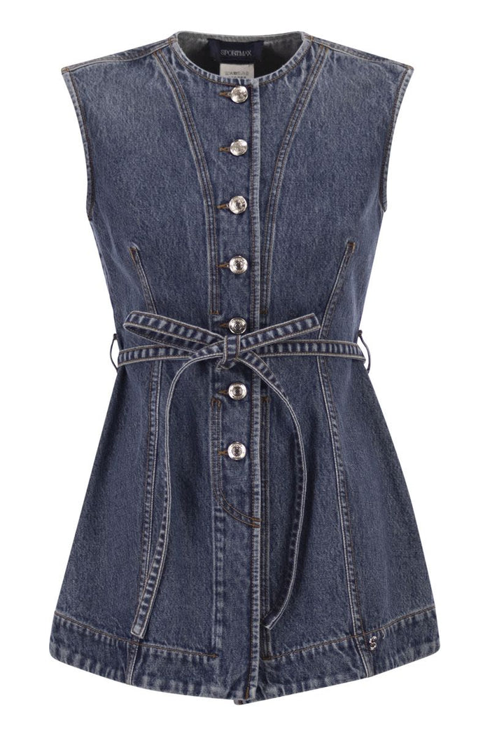 Max Mara Sportmax Spddominio - Denim Sleeveless Top