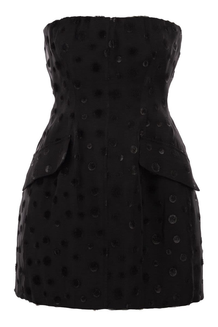 Max Mara Sportmax Spxvampata - Flocked Silk Bustier Mini Dress