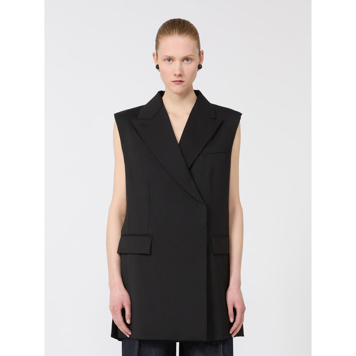 Max Mara Sportmax Black Albero Virgin Wool Gilet