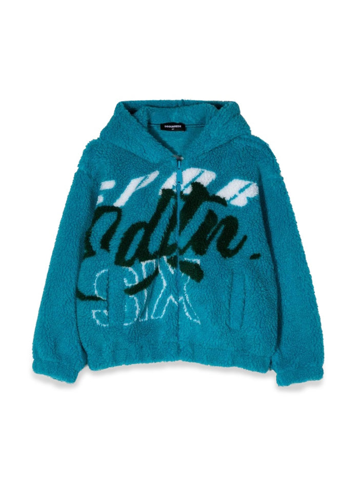 Dsquared Felpa Jacquard Fur Con Zip E Cappuccio