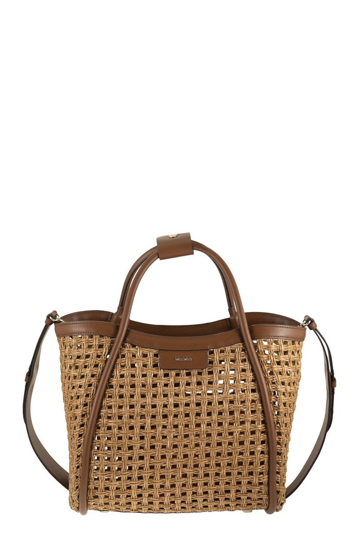 Max Mara Mxamarinecesto - Small Marine Bag In Woven Natural Fibre