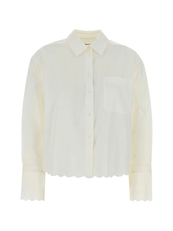 Weekend Max Mara Neutral White Blouse With Embroidered Cuffs