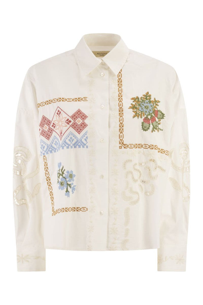 Weekend Max Mara Wkdfonte - Cotton Shirt With Lace And Embroidery