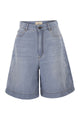 Weekend Max Mara Wkdozono - Cotton And Linen Denim Bermuda Shorts