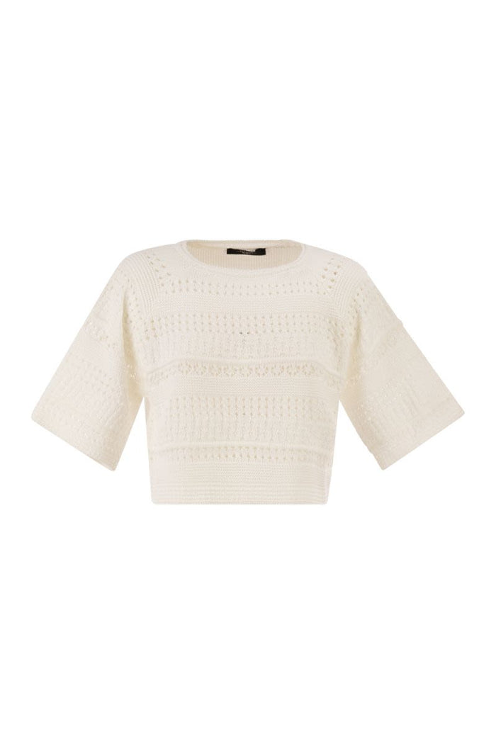 Weekend Max Mara Wkiorche – Cropped Openwork Cotton Knit Top