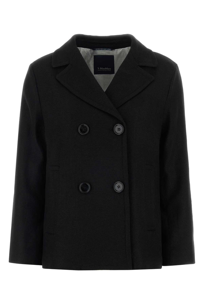 Max Mara S Black Stretch Linen Blend Marco Blazer