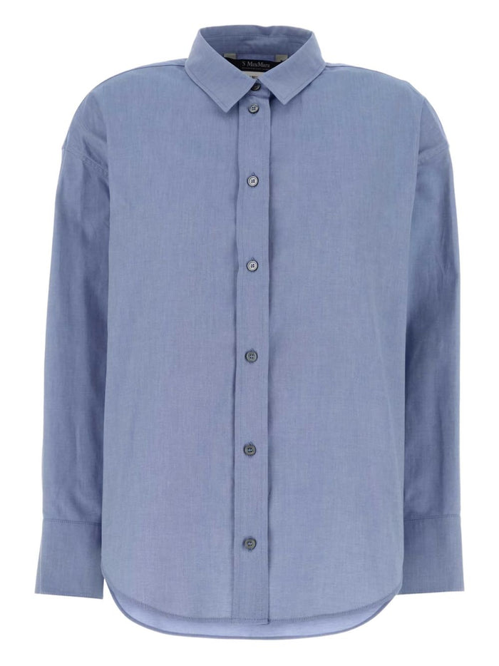 S Max Mara Blue Point Collar Cotton Shirt