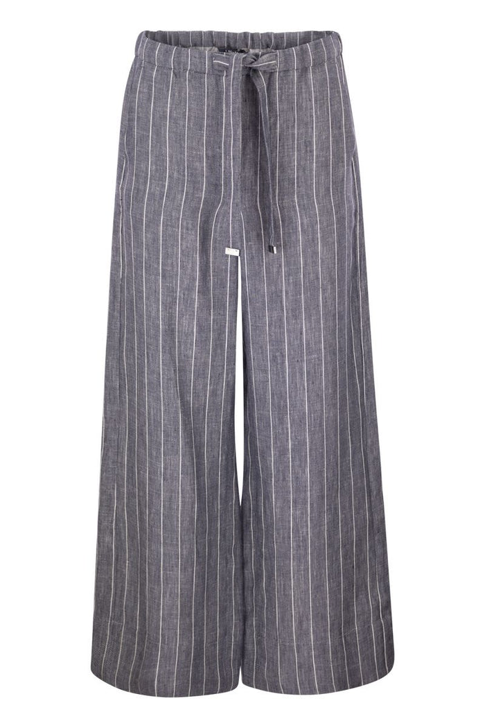 S Max Mara Cresta Linen Denim Trousers With White Stripes