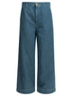 Max Mara S Blue Cotton Linen Wide Leg Jeans