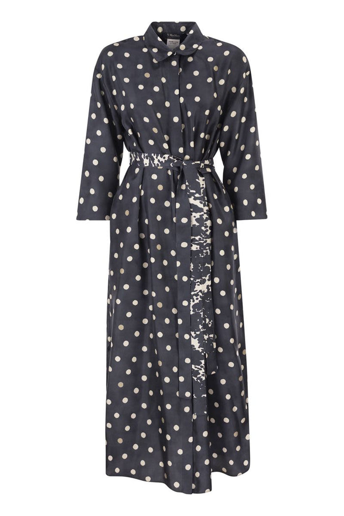 S Max Mara Mm Dress Navy Coat With White Polka Dots