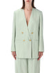 Alberta Ferreti Alberta Ferretti Double-Breasted Gold Button Blazer