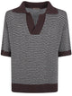 Nuur Two Tone Striped Short Sleeved Polo Neck T-Shirt