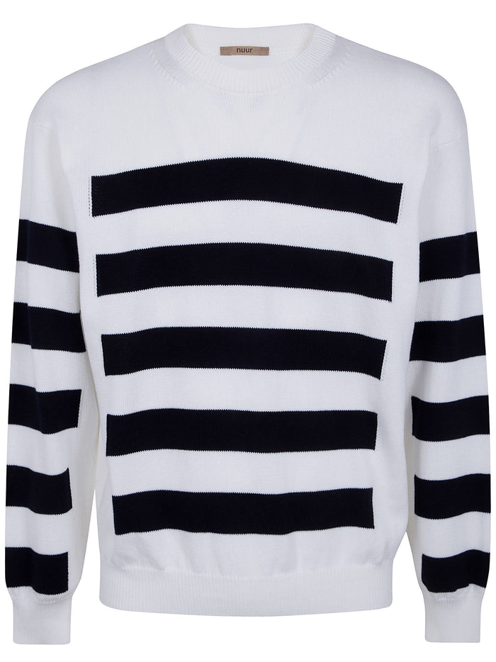 Nuur Two Tone Stripes Crew Neck Sweater