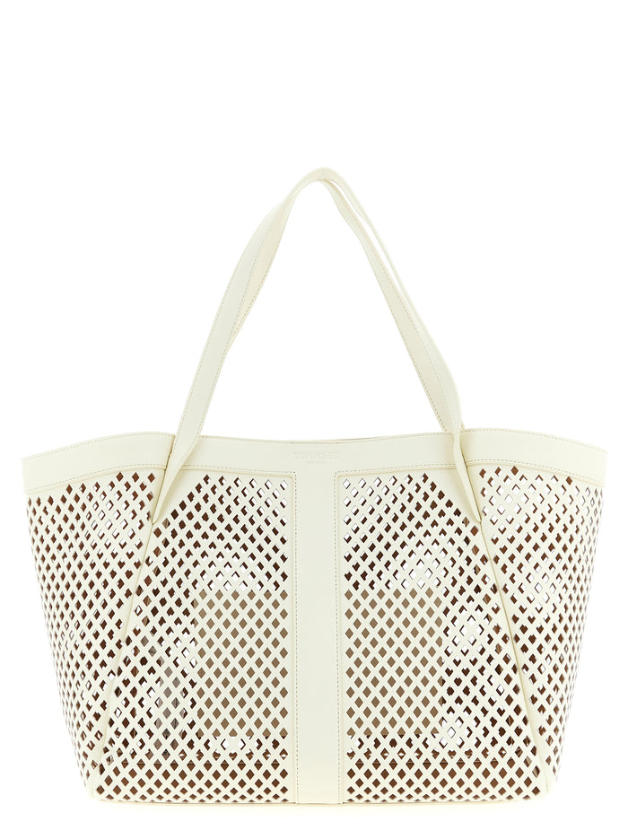 Twin Set Openwork Leather Shopping Bag