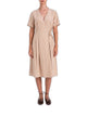 Twin-Set Beige Wrap V Neck Pleated Dress