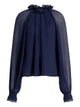 Alberta Ferreti Creponne Blue Acetate Blouse