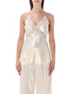 Alberta Ferreti Alberta Ferretti Satin Top With Lace Inserts