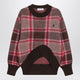 The Attico Mohairblend Sweater In Coffee/Pink Check Pattern