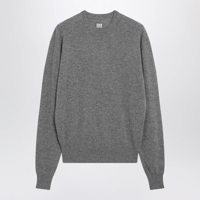 Toteme Classic Cashmere Crewneck Sweater In Mid Grey Melange