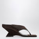 The Attico Cheope Suede Thong Sandals In Dark Brown