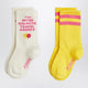 Mini Rodini Two Pairs Of White/Yellow Travel Agency Socks