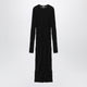Toteme Crinkled Knit Maxi Dress With Long Sleeves In Black
