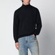 Roberto Collina Navy Blue Wool Turtleneck Sweater
