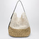 Toteme Tote Bag With Belt Detail In Écru Raffia