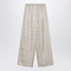 Toteme Ivory Silk Trousers With Monogram