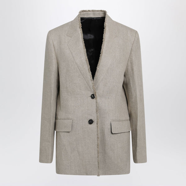 Toteme Beige Frayedlapel Natural Linen Blazer
