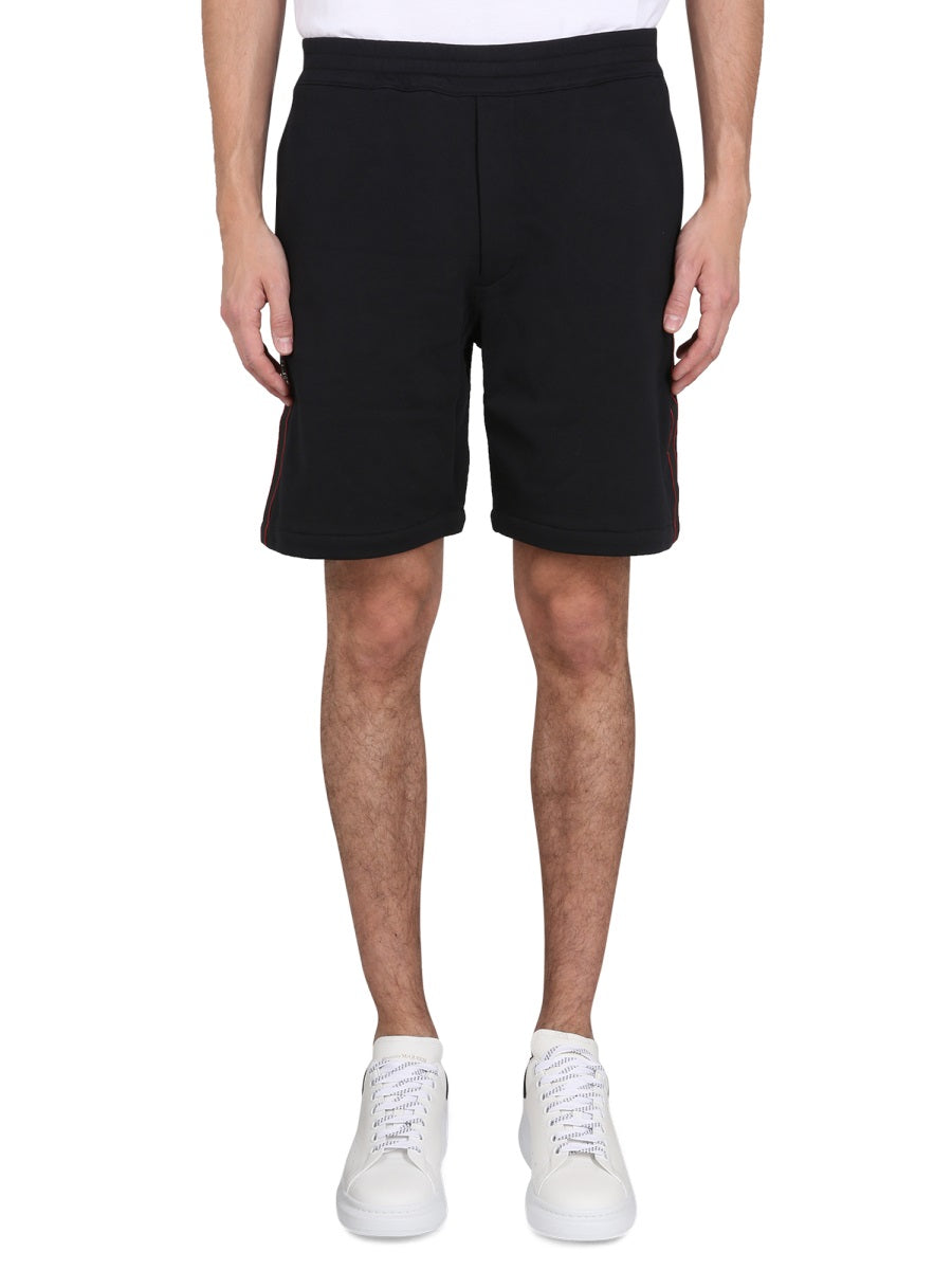 Alexander Mcqueen Bermuda Shorts With Selvedge Logo Band