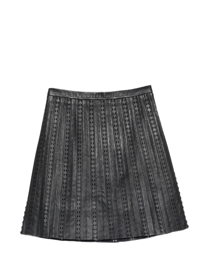 Yves Salomon Black Lamb Viscose Polytrephthal Skirt
