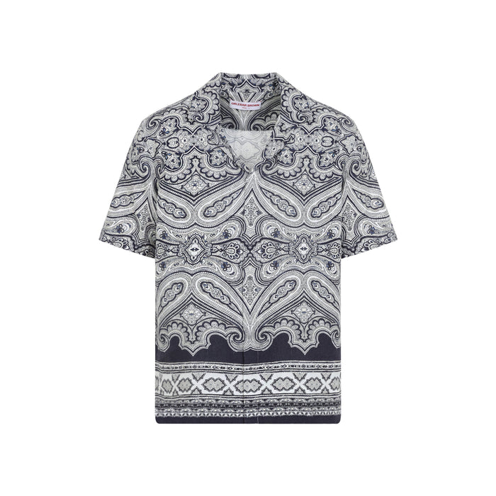 Orlebar Brown Blue Maitan Carnival Linen Shirt