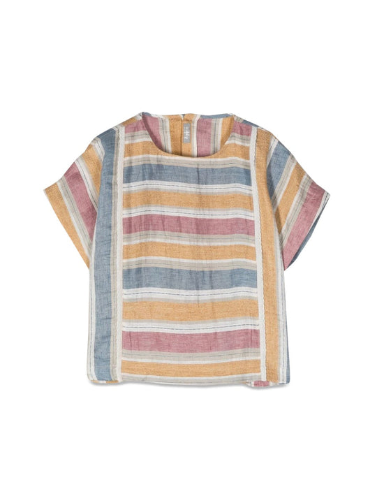 Il Gufo Striped Short Sleeve Blouse