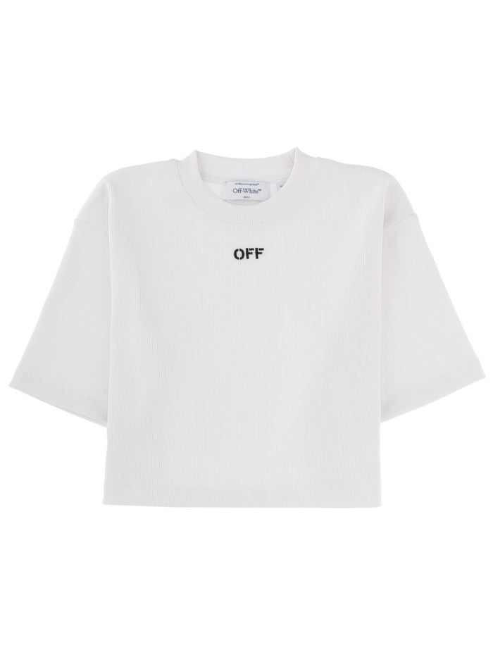Off-White Cropped Tshirt With Logo