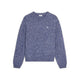 Celine Boxy Triomphe Crewneck Blue White Wool Cashmere Sweater