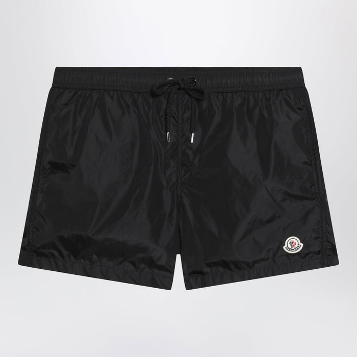 Moncler Black Swimsuit With Logo Patch