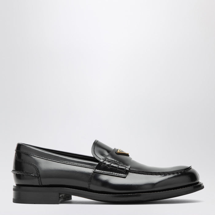 Prada Brushed Leather Moccasins In Black