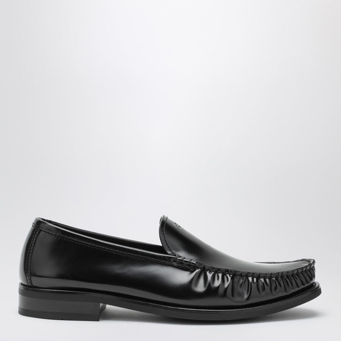 Prada Black Brushed Leather Loafers