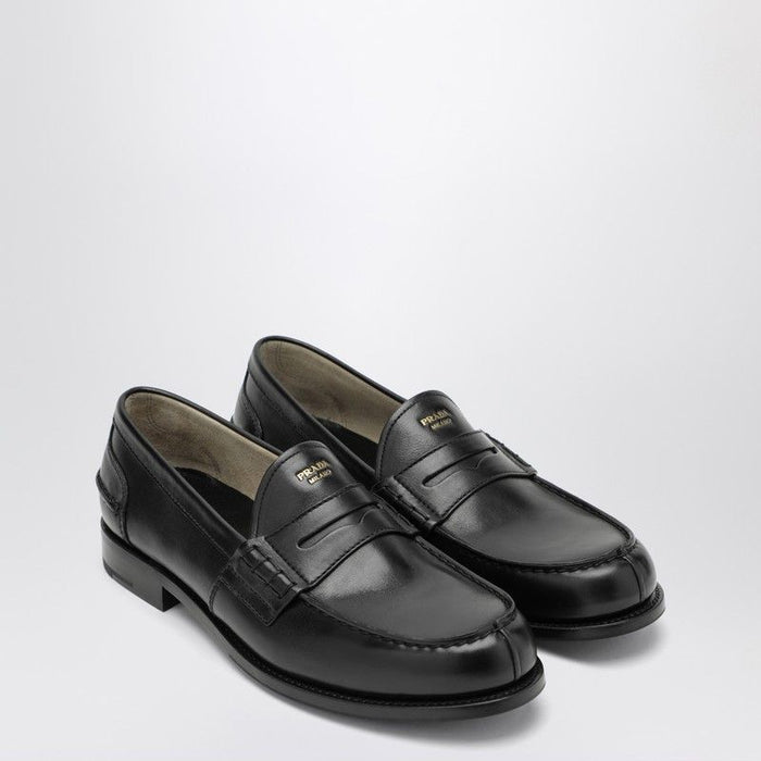 Prada Black Brushed Leather Loafers