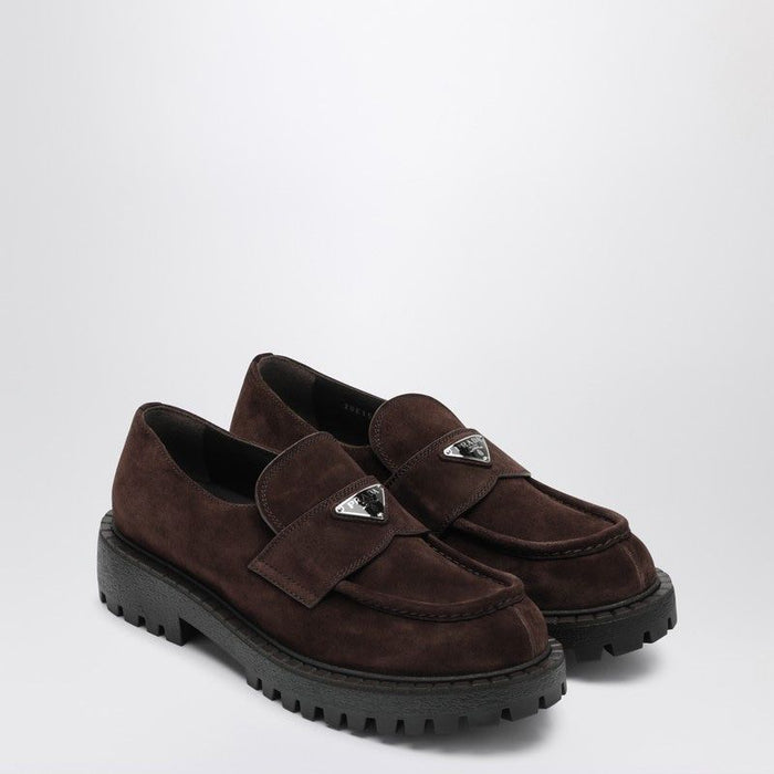 Prada  Brown Suede Leather Loafers