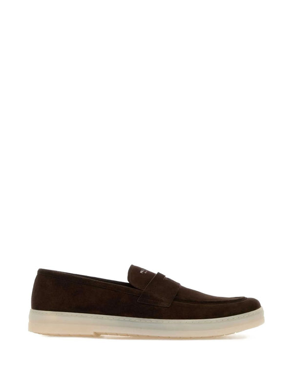 Prada Logo Strap Loafers