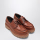 Prada  Laced Moccasins In Cognac Leather