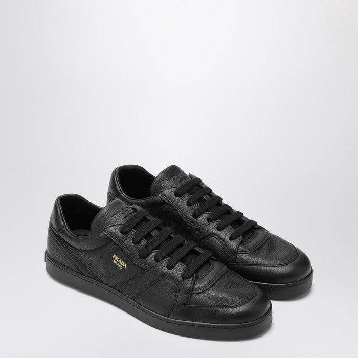 Prada Black Sneakers In Hammered Leather