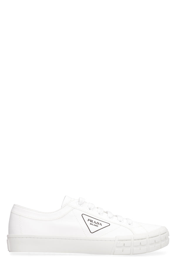 Prada White Gabardine Wheel Sneakers