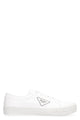 Prada White Gabardine Wheel Sneakers