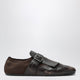 Prada Dark Brown Leather Shuffle Buckle Shoes