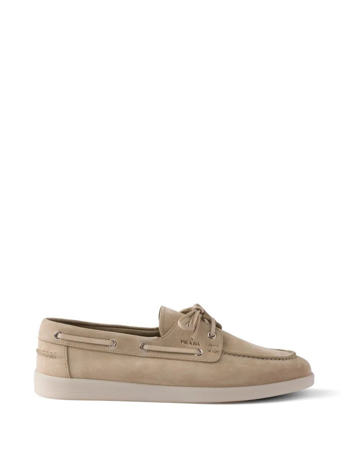 Prada Suede Boat Shoes With Laces