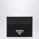 Prada Black Saffiano Card Case With Logo Triangle